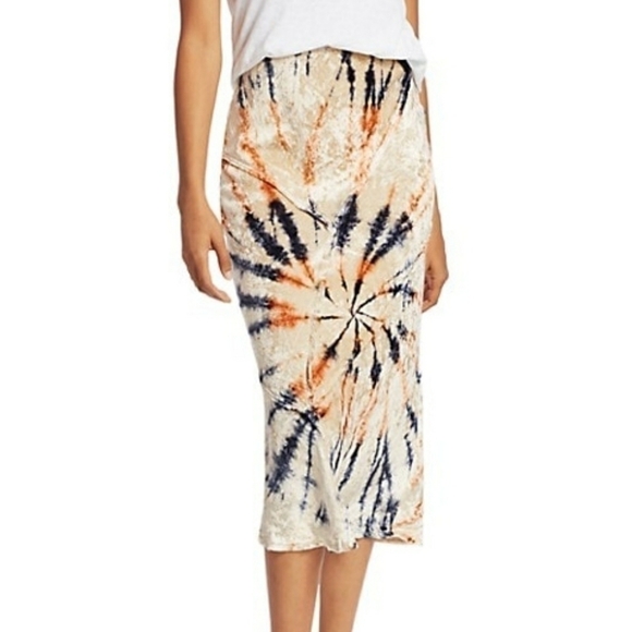 𝅺FREE People Bail Velvet Tie Dye Midi Pencil Skirt